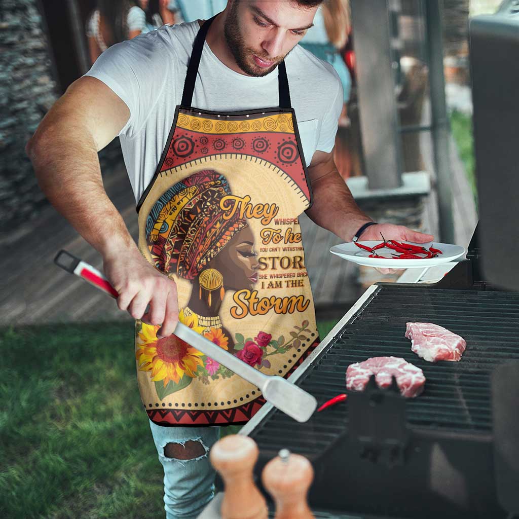Black History Month Apron African Woman Afro I Am The Storm - Wonder Print Shop
