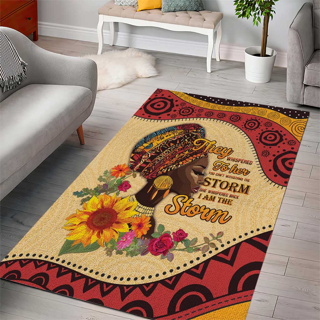 Black History Month Area Rug African Woman Afro I Am The Storm - Wonder Print Shop