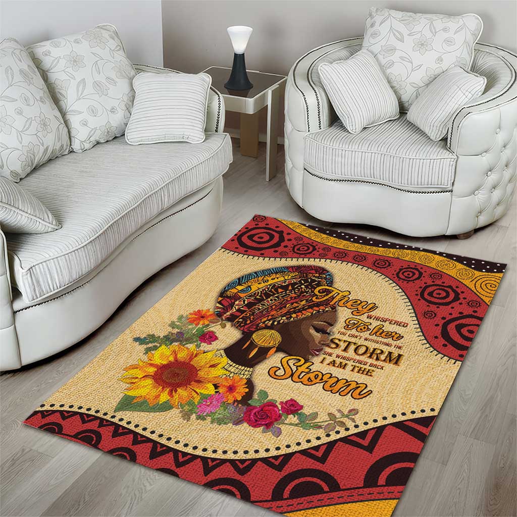 Black History Month Area Rug African Woman Afro I Am The Storm - Wonder Print Shop