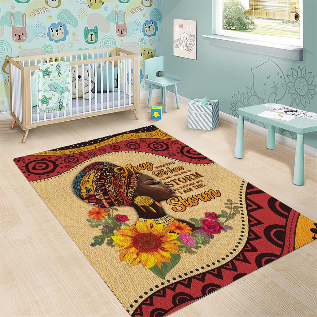 Black History Month Area Rug African Woman Afro I Am The Storm - Wonder Print Shop
