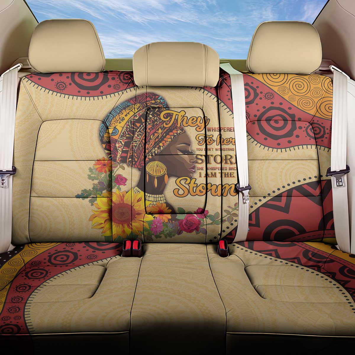 Black History Month Back Car Seat Cover African Woman Afro I Am The Storm - Wonder Print Shop