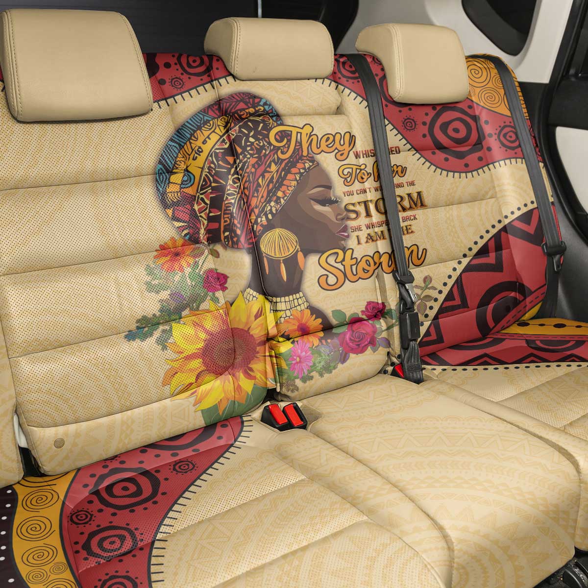 Black History Month Back Car Seat Cover African Woman Afro I Am The Storm - Wonder Print Shop