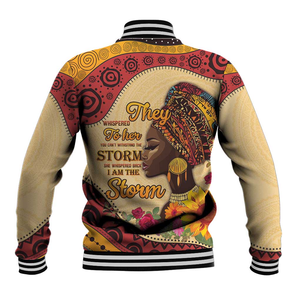 Black History Month Baseball Jacket African Woman Afro I Am The Storm - Wonder Print Shop