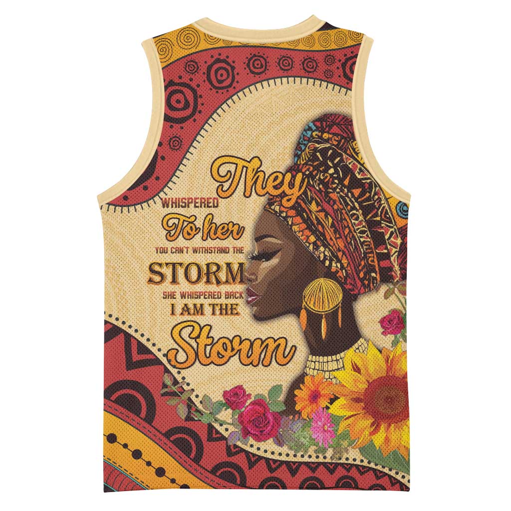 Black History Month Basketball Jersey African Woman Afro I Am The Storm - Wonder Print Shop