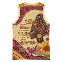Black History Month Basketball Jersey African Woman Afro I Am The Storm - Wonder Print Shop