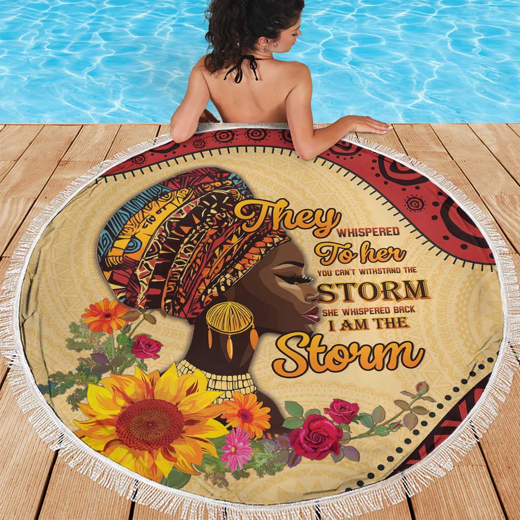 Black History Month Beach Blanket African Woman Afro I Am The Storm - Wonder Print Shop