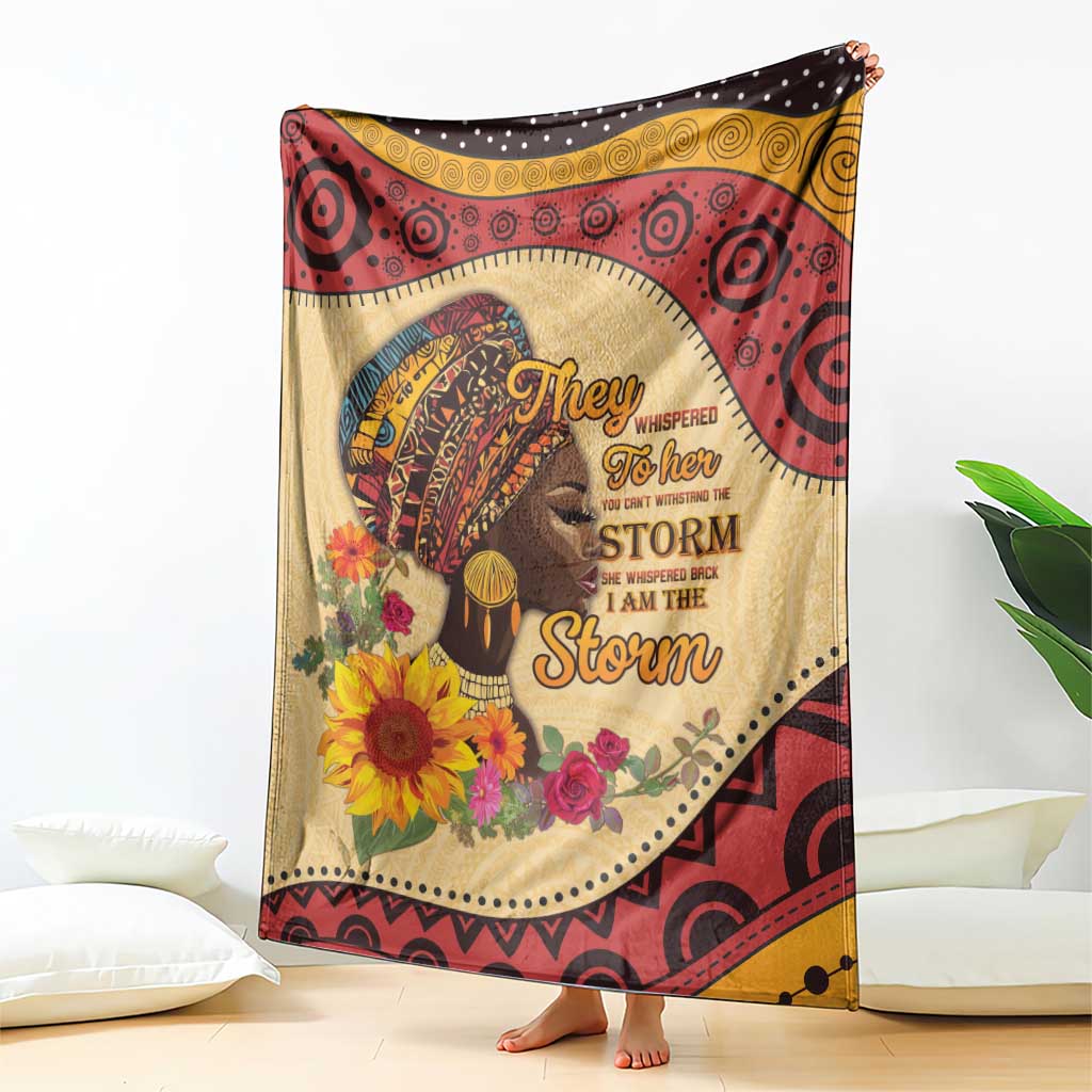 Black History Month Blanket African Woman Afro I Am The Storm - Wonder Print Shop