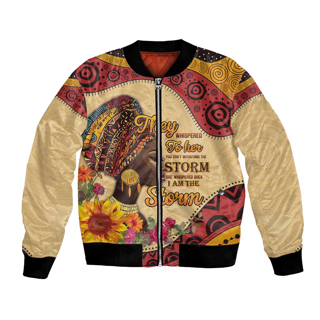 Black History Month Bomber Jacket African Woman Afro I Am The Storm - Wonder Print Shop