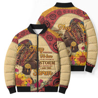 Black History Month Bomber Puffer Jacket African Woman Afro I Am The Storm - Wonder Print Shop