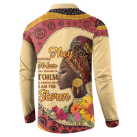 Black History Month Button Sweatshirt African Woman Afro I Am The Storm - Wonder Print Shop