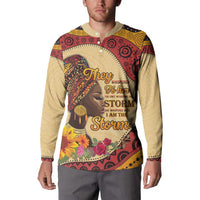 Black History Month Button Sweatshirt African Woman Afro I Am The Storm - Wonder Print Shop