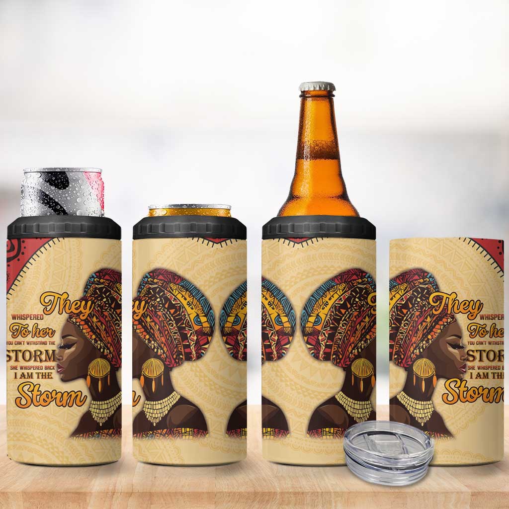 Black History Month 4 in 1 Can Cooler Tumbler African Woman Afro I Am The Storm - Wonder Print Shop