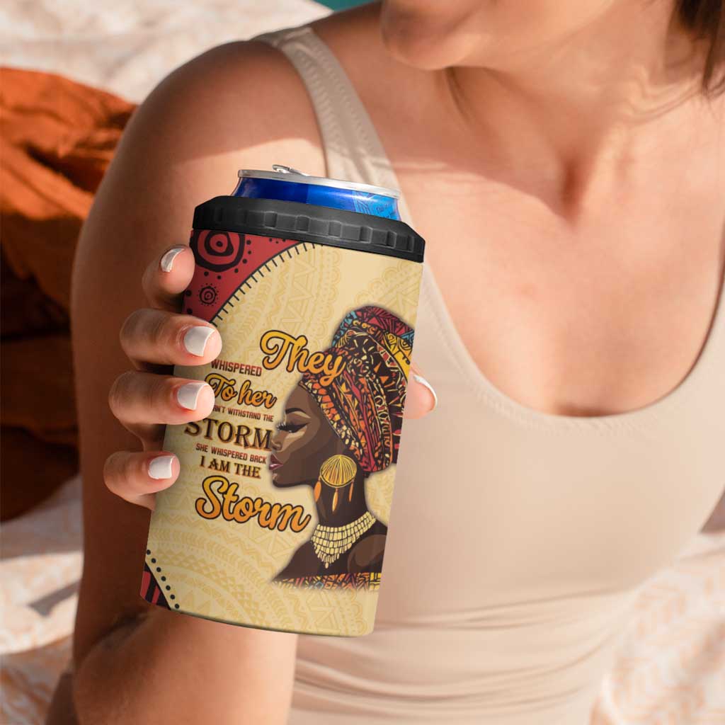 Black History Month 4 in 1 Can Cooler Tumbler African Woman Afro I Am The Storm - Wonder Print Shop