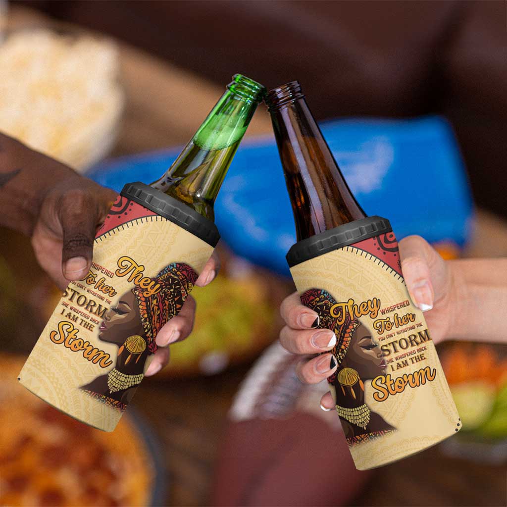 Black History Month 4 in 1 Can Cooler Tumbler African Woman Afro I Am The Storm - Wonder Print Shop