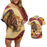 Black History Month Couples Matching Off Shoulder Short Dress and Hawaiian Shirt African Woman Afro I Am The Storm - Wonder Print Shop