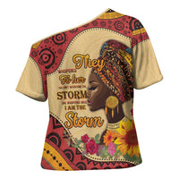 Black History Month Cross Shoulder Shirt African Woman Afro I Am The Storm - Wonder Print Shop