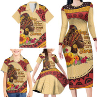 Black History Month Family Matching Long Sleeve Bodycon Dress and Hawaiian Shirt African Woman Afro I Am The Storm - Wonder Print Shop
