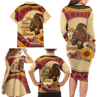 Black History Month Family Matching Long Sleeve Bodycon Dress and Hawaiian Shirt African Woman Afro I Am The Storm - Wonder Print Shop