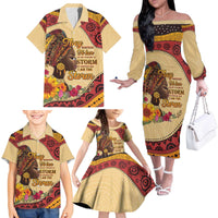 Black History Month Family Matching Off The Shoulder Long Sleeve Dress and Hawaiian Shirt African Woman Afro I Am The Storm - Wonder Print Shop