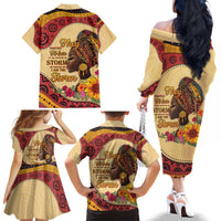 Black History Month Family Matching Off The Shoulder Long Sleeve Dress and Hawaiian Shirt African Woman Afro I Am The Storm - Wonder Print Shop