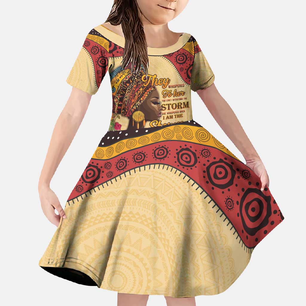 Black History Month Family Matching Off Shoulder Maxi Dress and Hawaiian Shirt African Woman Afro I Am The Storm - Wonder Print Shop