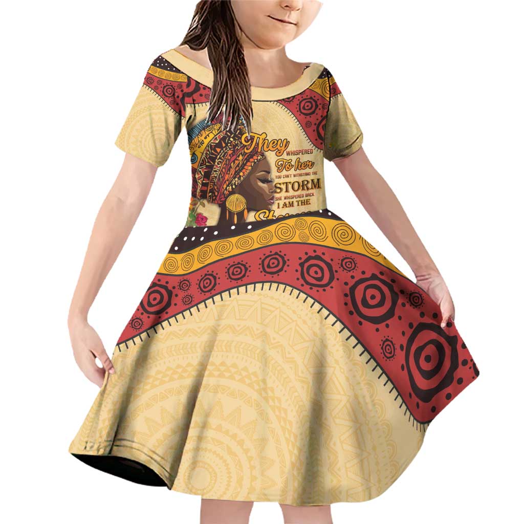 Black History Month Family Matching Off Shoulder Short Dress and Hawaiian Shirt African Woman Afro I Am The Storm - Wonder Print Shop