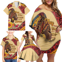 Black History Month Family Matching Off Shoulder Short Dress and Hawaiian Shirt African Woman Afro I Am The Storm - Wonder Print Shop