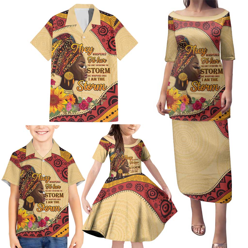 Black History Month Family Matching Puletasi and Hawaiian Shirt African Woman Afro I Am The Storm - Wonder Print Shop