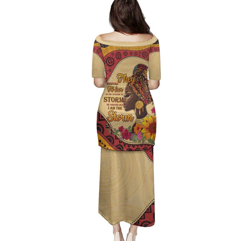 Black History Month Family Matching Puletasi and Hawaiian Shirt African Woman Afro I Am The Storm - Wonder Print Shop