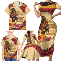 Black History Month Family Matching Short Sleeve Bodycon Dress and Hawaiian Shirt African Woman Afro I Am The Storm - Wonder Print Shop