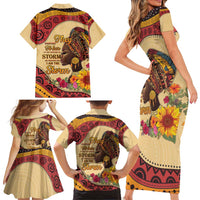 Black History Month Family Matching Short Sleeve Bodycon Dress and Hawaiian Shirt African Woman Afro I Am The Storm - Wonder Print Shop