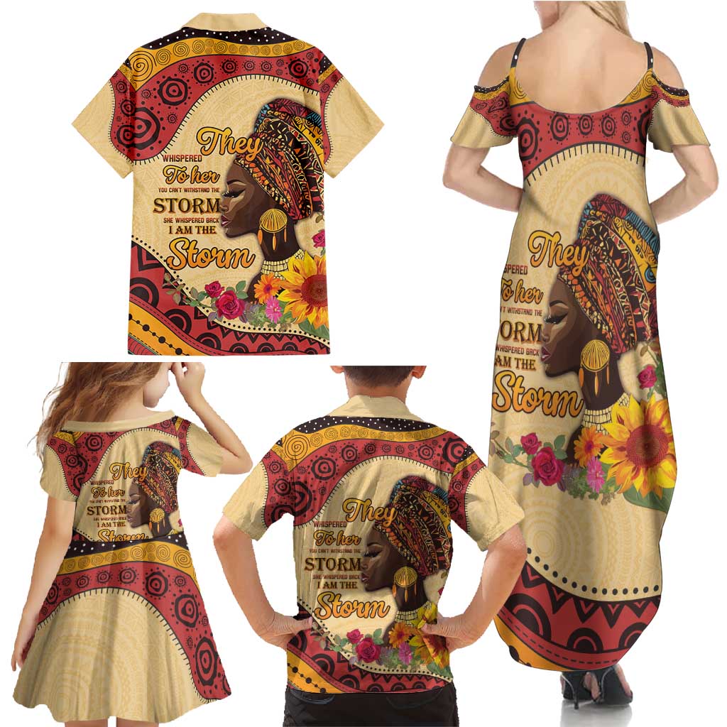 Black History Month Family Matching Summer Maxi Dress and Hawaiian Shirt African Woman Afro I Am The Storm - Wonder Print Shop