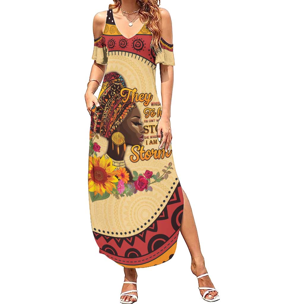 Black History Month Family Matching Summer Maxi Dress and Hawaiian Shirt African Woman Afro I Am The Storm - Wonder Print Shop