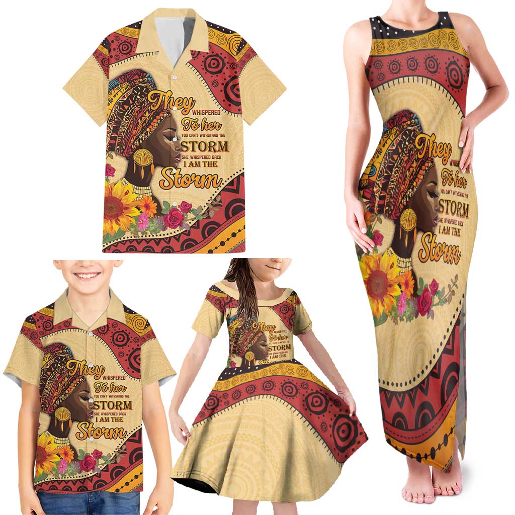 Black History Month Family Matching Tank Maxi Dress and Hawaiian Shirt African Woman Afro I Am The Storm - Wonder Print Shop