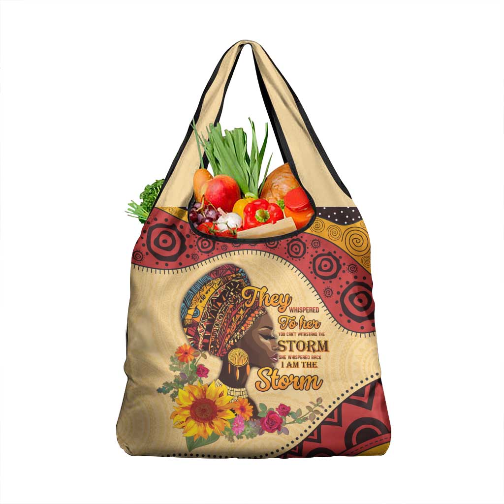 Black History Month Grocery Bag African Woman Afro I Am The Storm - Wonder Print Shop