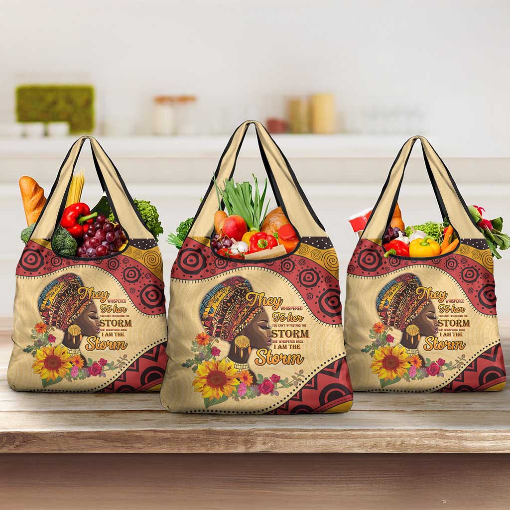 Black History Month Grocery Bag African Woman Afro I Am The Storm - Wonder Print Shop