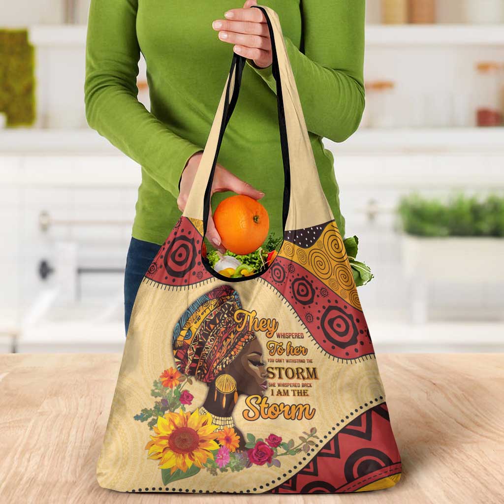 Black History Month Grocery Bag African Woman Afro I Am The Storm - Wonder Print Shop