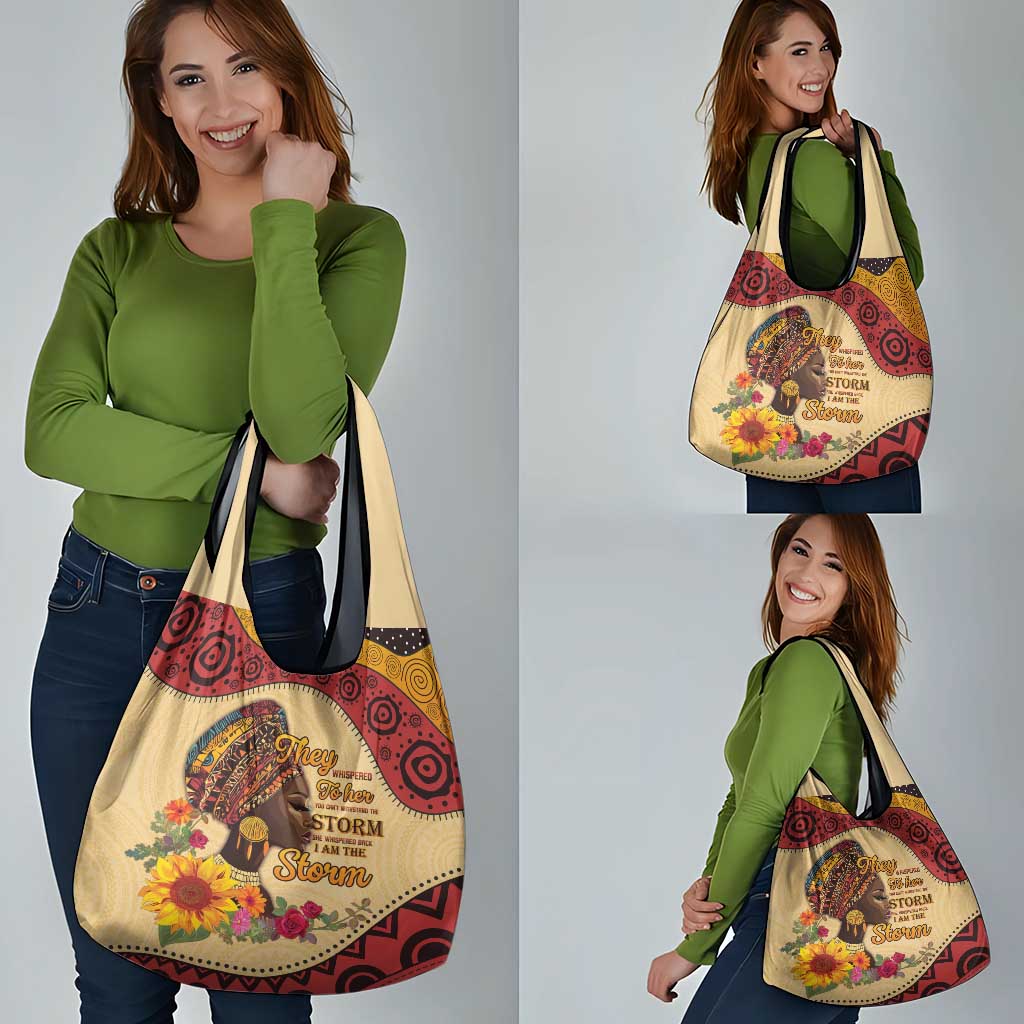 Black History Month Grocery Bag African Woman Afro I Am The Storm - Wonder Print Shop