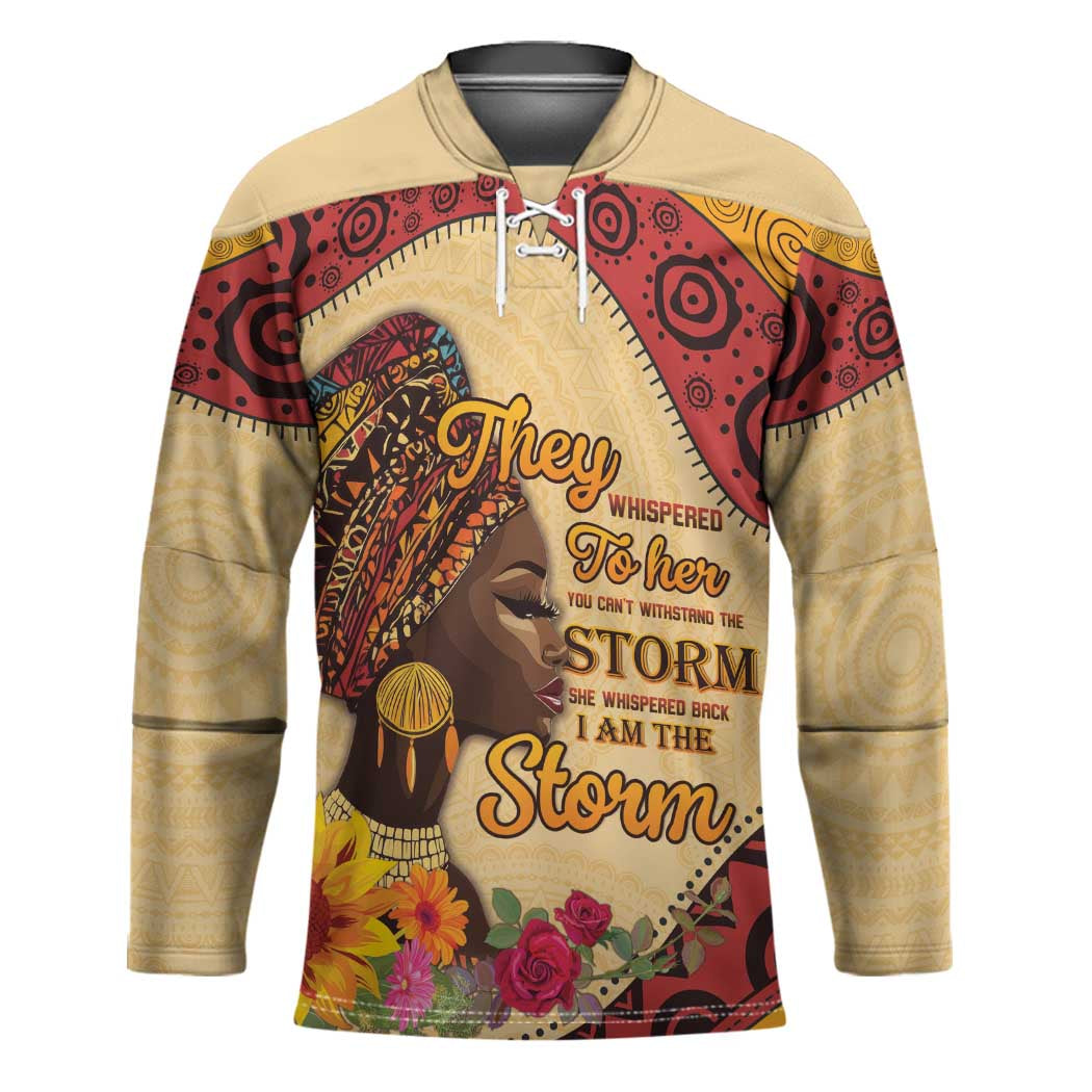 Black History Month Hockey Jersey African Woman Afro I Am The Storm - Wonder Print Shop