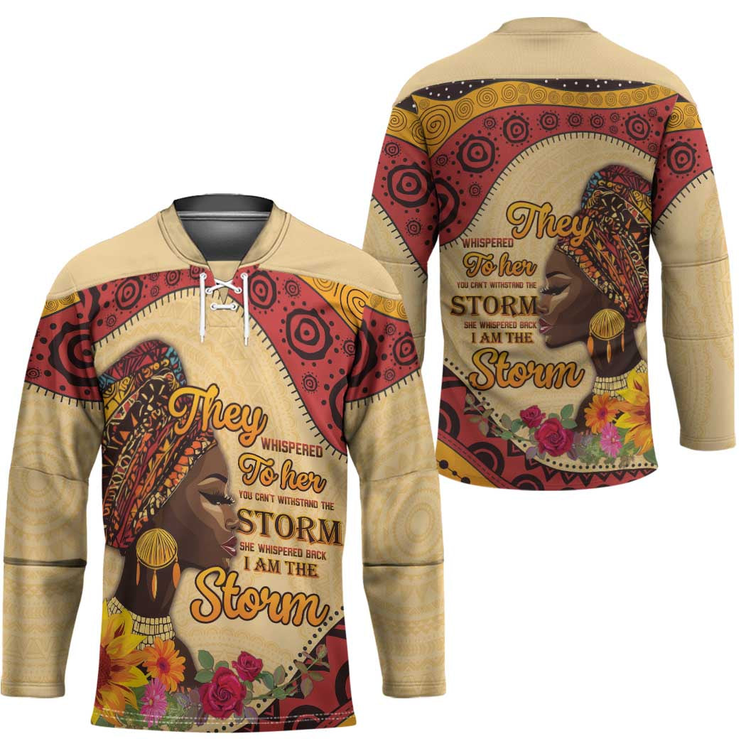Black History Month Hockey Jersey African Woman Afro I Am The Storm - Wonder Print Shop