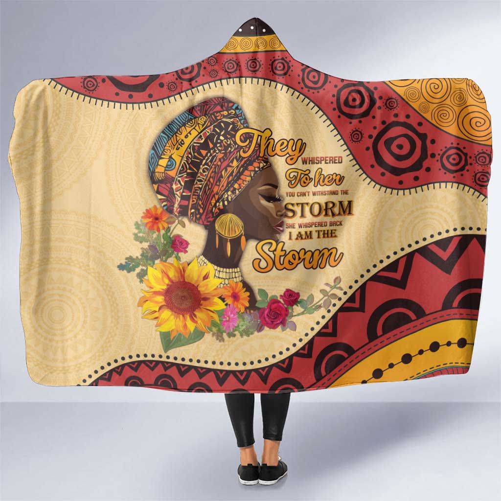 Black History Month Hooded Blanket African Woman Afro I Am The Storm - Wonder Print Shop