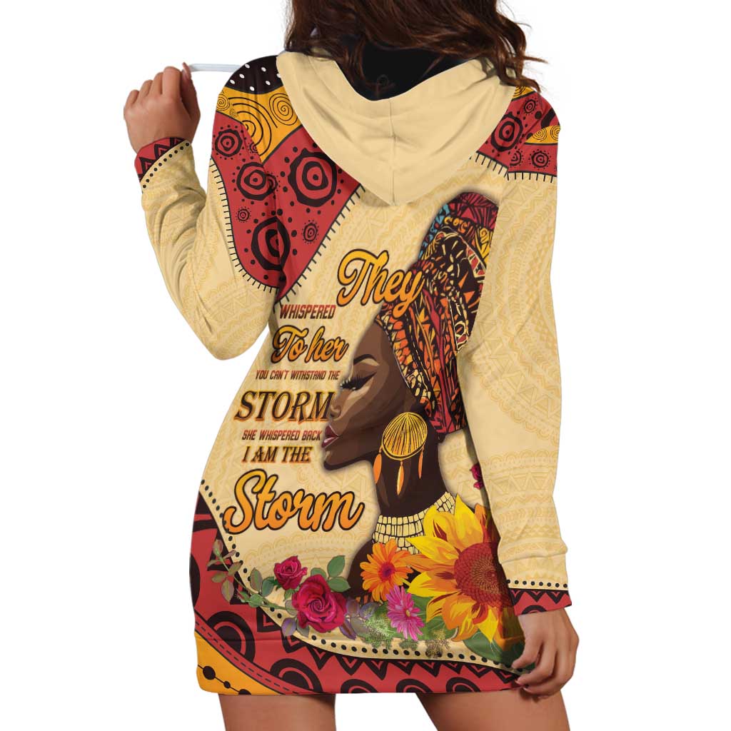 Black History Month Hoodie Dress African Woman Afro I Am The Storm - Wonder Print Shop