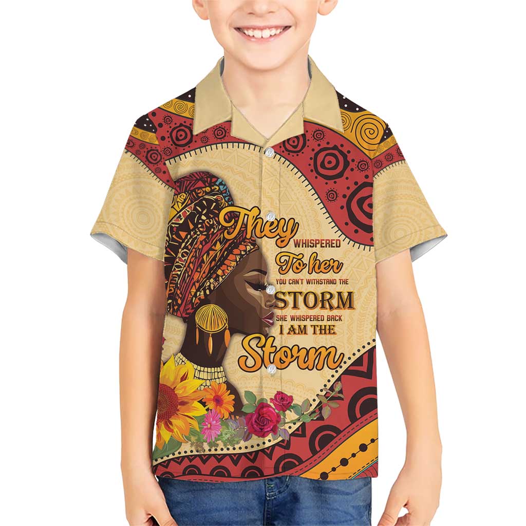 Black History Month Kid Hawaiian Shirt African Woman Afro I Am The Storm - Wonder Print Shop