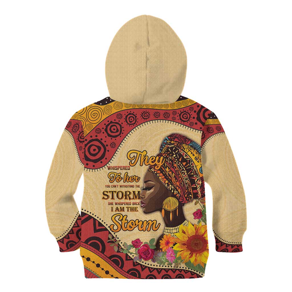 Black History Month Kid Hoodie African Woman Afro I Am The Storm - Wonder Print Shop