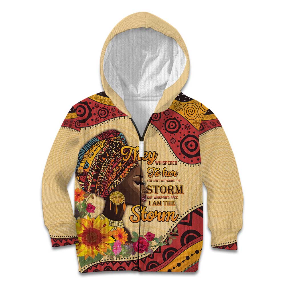 Black History Month Kid Hoodie African Woman Afro I Am The Storm - Wonder Print Shop