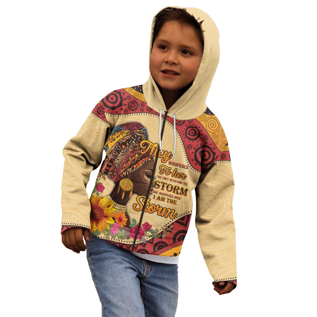 Black History Month Kid Hoodie African Woman Afro I Am The Storm - Wonder Print Shop
