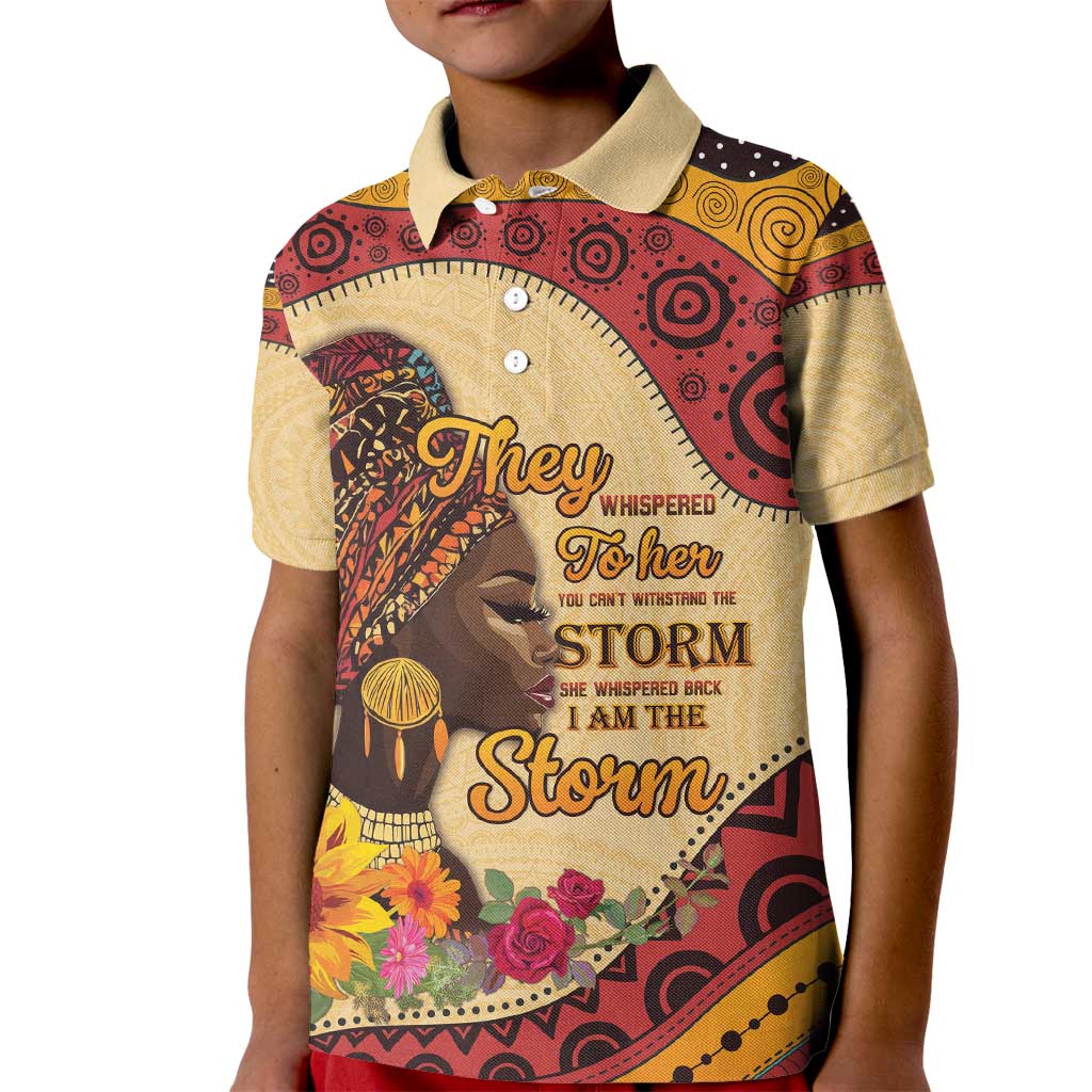 Black History Month Kid Polo Shirt African Woman Afro I Am The Storm - Wonder Print Shop
