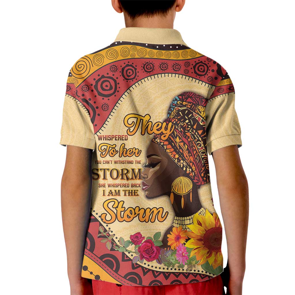 Black History Month Kid Polo Shirt African Woman Afro I Am The Storm - Wonder Print Shop