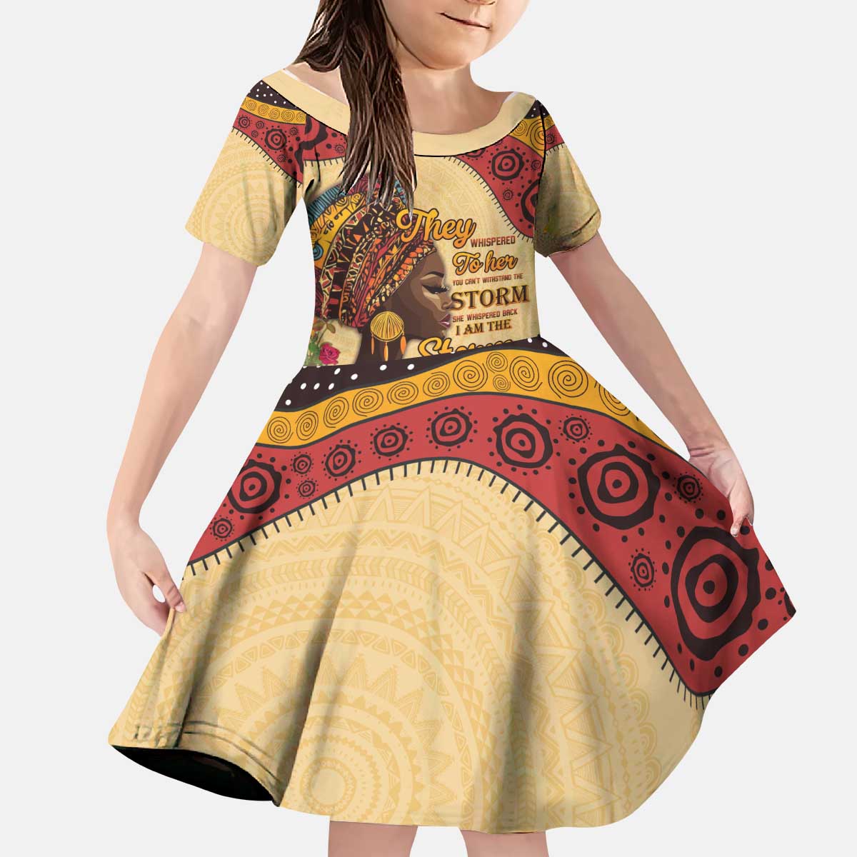 Black History Month Kid Short Sleeve Dress African Woman Afro I Am The Storm - Wonder Print Shop