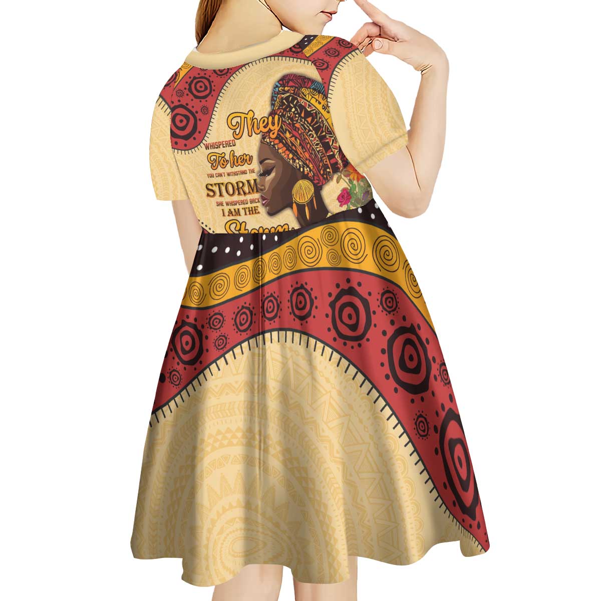 Black History Month Kid Short Sleeve Dress African Woman Afro I Am The Storm - Wonder Print Shop